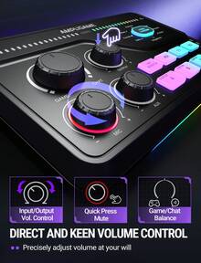 Mixer Audio Gaming FIFINE SC8 untuk Live Streaming dengan Suara Surround 7.1ch | Untuk PC, RGB, Preamp Headphone, Tombol Mute, Kontrol Volume, Input Optik, Daya Phantom 48V, 3 Mode EQ, Penyeimbang Volume Obrolan Game - View 5