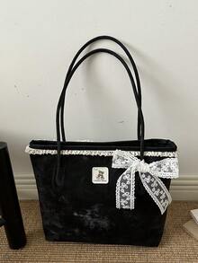 Premium Large Capacity Handbag For Women, Fashionable Versatile Casual Minimalist Commuter Shoulder Tote Bag - Black - View 8