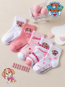 1/5/10 Pairs Paw Patrol Kids Socks, Cute Patchwork Puppy Design, Winter Mid-Calf Socks, Fun Christmas Gift - Multicolor - View 3