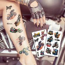 FTVLTAT 10 Sheets Motorcycle Racing Bike Temporary Tattoo Stickers, Watercolor Long-Lasting Waterproof Tattoo Stickers, Perfect For Party Accessory Supplies, Motorcycle Theme Party Essential - Multicolor - View 3