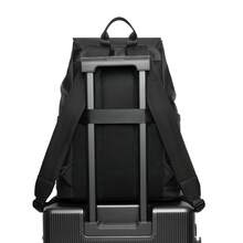 1 pièce Sac à dos à rabat de couleur contrastée à la mode, grande capacité, sac pour ordinateur portable, sac à dos de voyage d'affaires, sac de navette pour hommes, sac d'école pour étudiants - sac à dos - Voir 10
