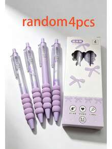 4pcs Cute Bow Tie Retractable Neutral Pens, High Quality Quick-Drying Water-Based Ink Refill, 0.5mm Black Ink Smooth Writing, Suitable For Students Exams, Notebooks, Office Use, Perfect Student Stationery Gift, Back To School - A - View 12