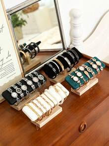 1PC/2PCS Wooden Single Layer Bracelet Storage Rack Headband Necklace Watch Bracelet Display Stand Jewelry Headscarf Display Prop Accessory Decoration Rack - Log Flat Single Layer Bracelet Stand - View 9