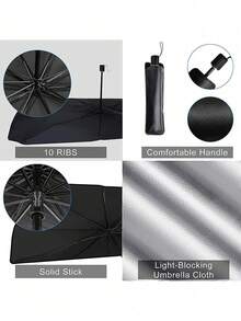 Car Windshield Sunshade (Foldable Model) - Black - View 3