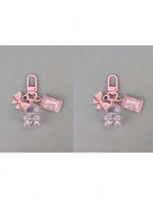 Pink Bear Butterfly Candy Pendant, Heart-Shaped Phone Accessory - Candy Bear Keychain Pendant, Can Be Hung On Bags, Keys - Perfect Gift For Classmates And Friends, Realistic Mini, Minimalist Style, Perfect Wedding And Holiday Gift, Or Can Be Hung On Women's Handbags, Keychains - Multicolor - View 13