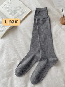 1/5 Pairs Women's Calf Socks, Solid Color Slimming Non-Slip Knee-High Slouch Socks, Suitable For Daily Wear - Multicolor - View 13
