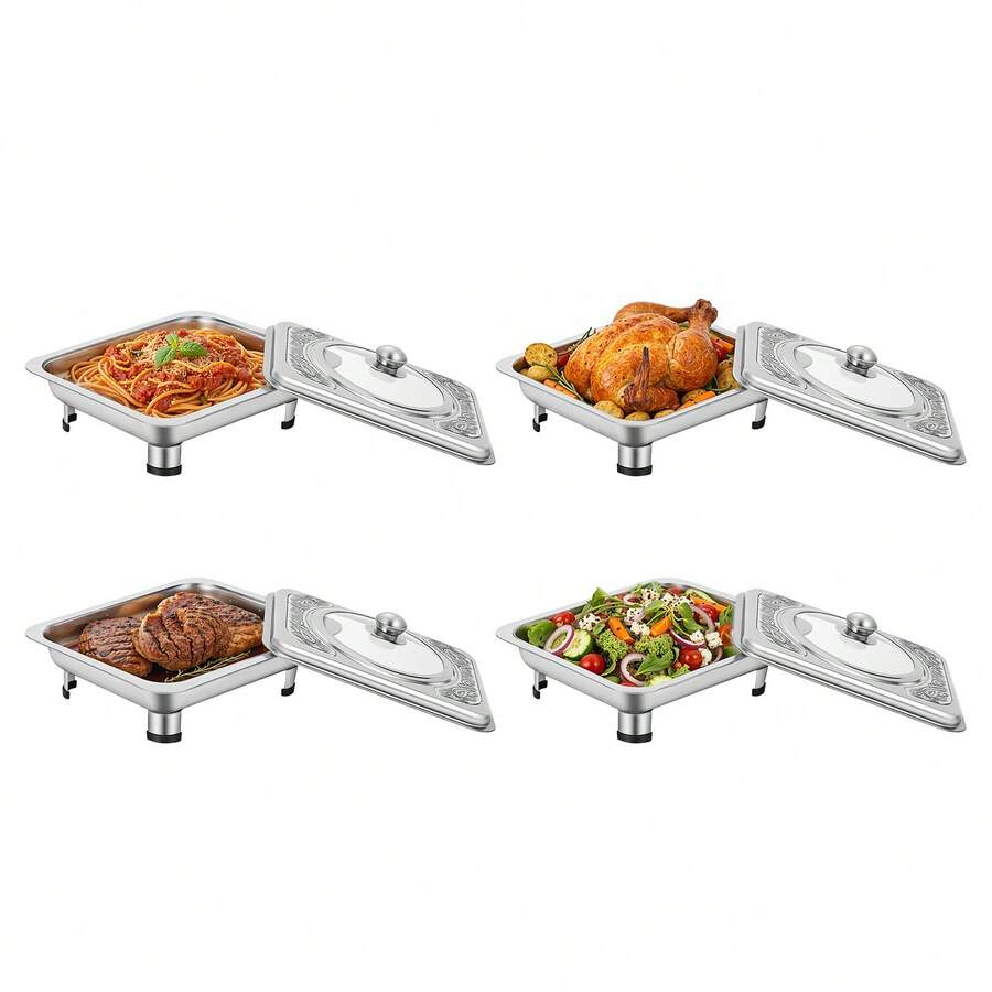 Set Of 4 Small Insulated Trays With Lids – Buffet Trays – Rectangular Insulated Trays – 33.5 * 27.5 * 9 Cm - View 1