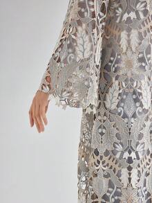 Rich Radi Q's Women's Colorblock Vintage Embroidered Dress For Vacation And Daily Wear, Spring Summer Autumn - Blue and White - View 7
