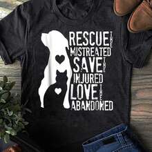 Animal Rescue T-Shirt: Dog Cat Lover Gift, Vintage Style - 黑色 - 查看 1