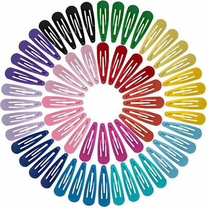50pcs Random Color Colorful Candy Women's Hair Clips Cute Bangs Water Drop BB Hair Accessories