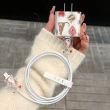 3pcs Leopard Heart Design Charger And Cable Protector Set, Anti-Breakage Cable Organizer, With Cable Protection And Charging Head Set, Compatible With IPhone 20W/18W Charger - Multicolor - View 6