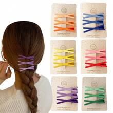 3/21pcs Candy Color Matte Hair Clips, Korean Style Minimalist Small Hair Clips, X-Shaped Hair Clips - Multicolor - View 6