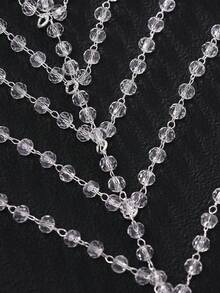 FAAABULS 1pc Women's Gothic Style Hair Net Headpiece, Silver Spider Web Tassel Head Chain, Suitable For Halloween Witch Costume, Cosplay, Gothic Party, Festival And Photo Shoot - Silver - View 5