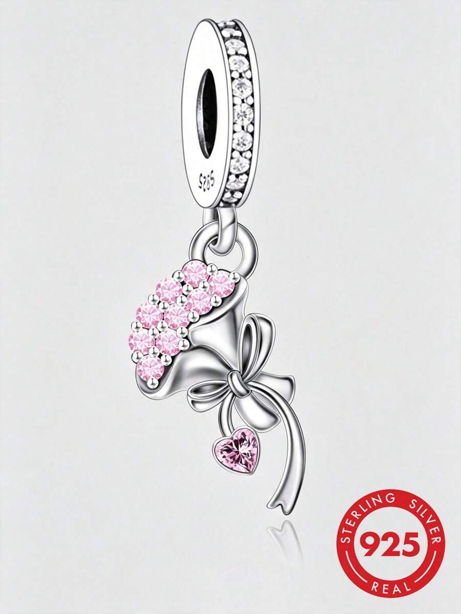1pc Romantic 925 Sterling Silver Flower Bouquet Pendant For Diy, Commemoration, Valentine's Day, Unisex, Party Valentines - Q3405 - View 1