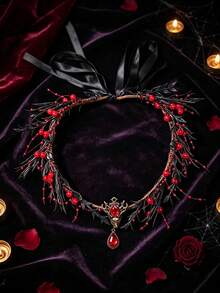 1pc Halloween Dark Festival Exaggerated New Style Vintage Artificial Flower Wreath With Forehead Pendant Headpiece Decoration - 58949 - View 3