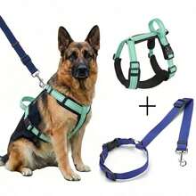 No-Pull Dog Harness With Free Car Safety Leash, Adjustable Reflective Dog Vest Harness With Soft Handle, Heavy-Duty Breathable Pet Chest Harness, Suitable For Small, Medium, Large Dogs, Comfortable Dog Walking Harness For Outdoor Training And Travel, Battery Not Included - Green - View 11
