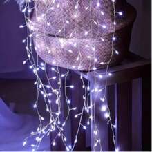 Solar Powered Fireworks String Lights, 100LED/200LED, Christmas Decoration, 8 Modes Copper Wire Lights, Outdoor Party String Lights, Christmas Tree, Christmas And Halloween Decoration, Living Room And Garden DIY Decorative Lights - White - View 5