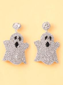 STONEFANS 1pc Shiny Rhinestone Ghost Dangle Earrings, Halloween Exaggerated Drop Earrings, Women's Party Costume Jewelry - Rhinestones - View 9