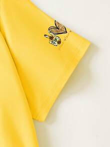 Sunflower Floral Print T-Shirt, Plus Size Women's Casual Summer Top Yellow - Yellow - View 3