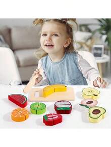 1 Set Of Pretend Simulation Fruit Kitchen Toys For Kids Cutting Game Children Early Educational Food Cognitive Role Play Wooden Toy - Multicolor - View 15