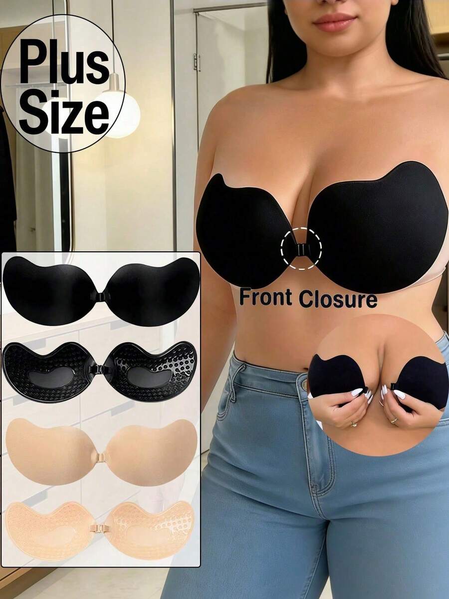1 buah Bra Silikon Perekat Tak Terlihat untuk Wanita, Ukuran Plus, Penutup Depan, Push-Up, Perekat Mandiri, Tanpa Tali, Tanpa Punggung, Dapat Digunakan Kembali - MultiWarna - View 1