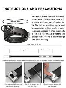 3-Color Geometric Buckle Men's Automatic Belt, 47-Inch Extended Length, Flexible PU Faux Leather, Commuter Casual Style - Multicolor - View 9
