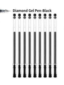 9/1pc Large Capacity Full Needle Neutral Pen 0.5mm Black, Diamond Tip Carbon Ink, Smooth Writing Without Clogging, Back To School Exam Signature Pen - Multicolor - View 6