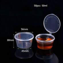 Premium Thick Transparent Plastic Portion Cups With Connected Flip Lid, Sealed Mini Storage Jars For Salad Dressing, Jam, Travel Cosmetic Samples - Clear - View 11