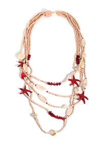 1pc Bohemian Ocean Holiday Style Acrylic Faux Starfish & Shell Multi-Layer Beaded Long Necklace, Suitable For Women Beach Vacation, Photography, Outfit - X-1672 Long Starfish Necklace - View 9