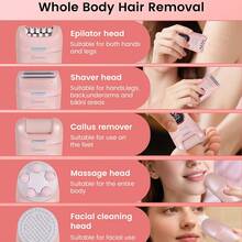 Hatteker 1pc 5-In-1 Women's Hair Removal Set, Multi-Function Underarm & Leg Epilator, Electric Women's Intimate Trimmer & Shaver Kit - View 9