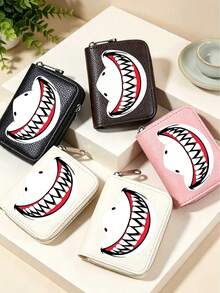 Wallet,Teen Cool Wallet,Shark Pattern,ID Credit Card Holder Wallet Luxury Brand RFID Blocking Protection Magic Leather Slim Wallet Purse Card Holder Keychain Wallet Wrist Wallet,Luxury Card Holder,Minimalist Fashion Multi-Slot Card Holder,Multi-Functional Business Short Wallet,Fun Wallet Compact Portable Anti-Loss Anti-Privacy,Foldable Ultra-Thin Smart Wallet,Perfect Gift For Friends,Suitable For Birthday Anniversary Valentine's Day Christmas Back To School Graduation Thanksgiving - Multicolor - View 1