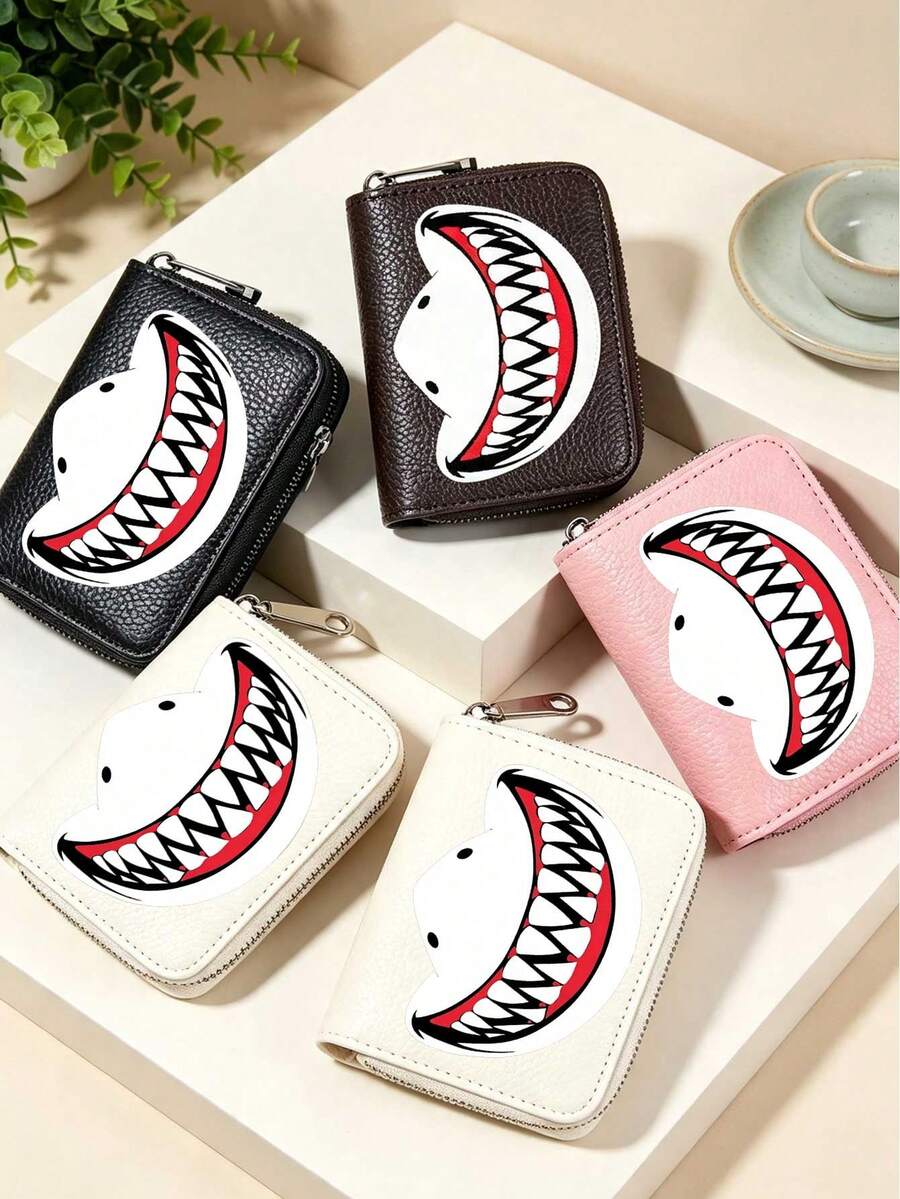 Wallet,Teen Cool Wallet,Shark Pattern,ID Credit Card Holder Wallet Luxury Brand RFID Blocking Protection Magic Leather Slim Wallet Purse Card Holder Keychain Wallet Wrist Wallet,Luxury Card Holder,Minimalist Fashion Multi-Slot Card Holder,Multi-Functional Business Short Wallet,Fun Wallet Compact Portable Anti-Loss Anti-Privacy,Foldable Ultra-Thin Smart Wallet,Perfect Gift For Friends,Suitable For Birthday Anniversary Valentine's Day Christmas Back To School Graduation Thanksgiving - Multicolor - View 1