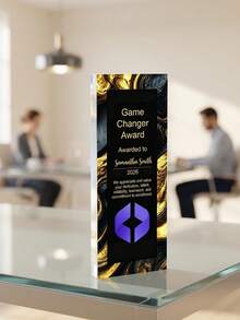 1pc Custom Presidents Club Award, Salesperson Of The Year Trophy, Custom Recognition Plaque With Logo, Personalized Acrylic Award - Multicolor - View 5