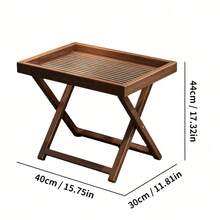 Foldable Bamboo Sofa Side Table, X-Leg Portable Side Table With Detachable Snack Tray Desktop, Space-Saving Folding Coffee Table, Suitable For Small Spaces, Can Hold Drinks, Snacks And Laptop, Practical Home Decor, Suitable For Living Room, Bedroom, Balcony And Bedside Use - Multicolor - View 11