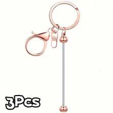 1/3/6/12/24/36pcs Beaded Keychain Straps, Alloy Blank Beaded Keychain DIY Keychain Accessories Kit, For Pendant Beads DIY Keychain Making Supplies Jewelry Making Gifts - One Size - View 28