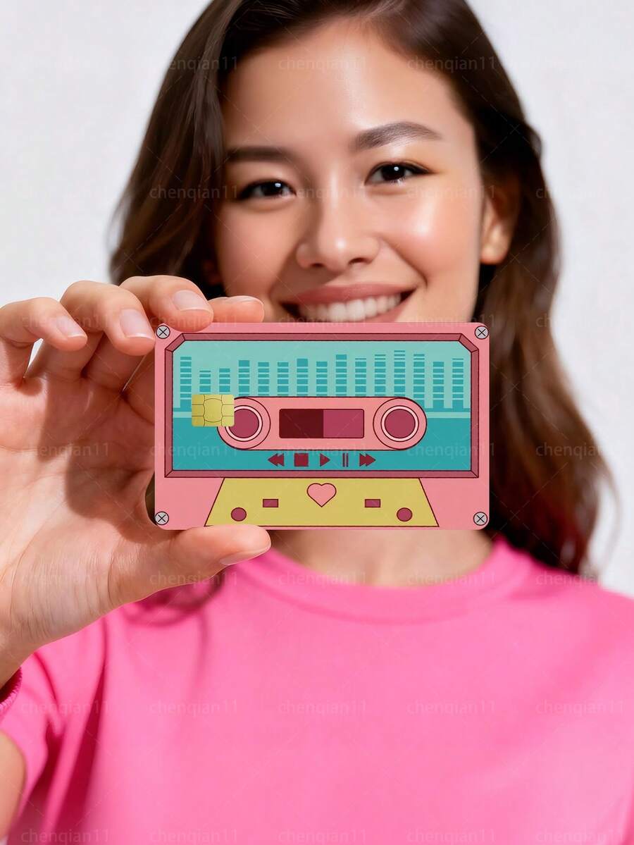 1pc Pink Magnetic Tape Official Credit Card Sticker Privacy Protection Card Skin, Heart Magnetic Tape Birthday Gift PVC Material Anti-Fingerprint Anti-Scratch Wear-Resistant Card Sleeve, Card Protector, Suitable For Men, Women, Couples, Small Chip Card, Bank Card Decoration Sticker, Credit Card, Transit Card, Student Campus Card Personalized DIY - Type a - View 1
