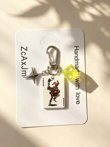 1pc Unisex New Creative Cartoon Dice Keychain Acrylic Poker Pendant Fashion Personalized Bag Charm - Multicolor - View 7