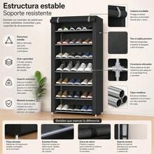 Zapatero Vertical Estrecho Cerrado Antipolvo para Entrada| 10 Niveles, 9 Espacios Almacenamiento, Color Negro, Ocupa Mínimo Espacio, Montaje Ligero Sencillo, Ideal para Entradas Pequeñas y Cuartos Alquilados - Ver 5