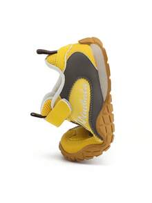 mini bala Toddler Retro Sneakers 2026 New, Leather Splicing Color Block Hook & Loop Lace-Up Non-Slip Platform Casual Kids Shoes - Yellow Coffee Tone - View 6