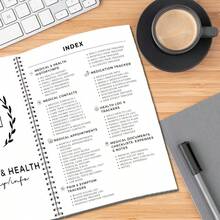 Tech-Style Medical Record Coil Loose-Leaf Notebook, Health Data Management Storage Notepad, Medical Condition & Visit Information Organizer Manual, Family Health Record Registration Book, Personal Health Status Tracking Notebook, Practical Stationery - Style 1 - View 4