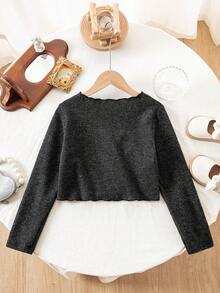 Girls/Kids/Teens Fashion Versatile Black Cardigan Sweater Suitable For Daily Wear, Parties And Various Occasions - Black - View 2