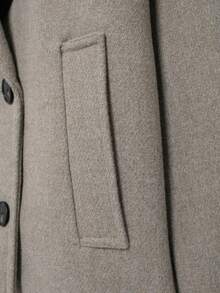 DEEKA Mantel Pendek Wol Kancing Ganda Musim Gugur/Dingin Wanita, Jaket Minimalis Campuran Wol Premium - Grey - View 7