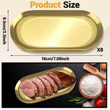 Oval Metal Tray (Gold), Christmas Gold Serving Platter, Fruit Plate, Dessert Plate, Snack Plate, Salad Plate, Cake Plate, Suitable For Restaurant, Kitchen, Dining Table, Christmas - Gold - View 6