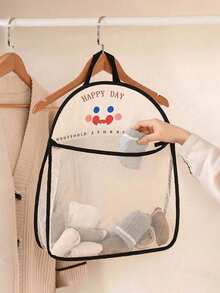 Cute Cartoon Smile Hanging Mesh Storage Bag, Household Wall Closet Hanging Organizer, Breathable Net Pouch For Socks Underwear Small Sundries Home Storage - Multicolor - View 1