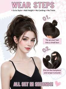 Fluffy Short Curly Ponytail Hair Extension High Bun Synthetic Hair Accessory Elastic Hair Tie Bun Hair Scrunchie For Women Daily Party Date - Multicolor - View 7