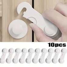 10-Pack Heavy Duty White Plastic Safety Lock Set - Easy To Install With No-Tool Adhesive Mounting, Strong Grip, Suitable For Refrigerators, Cabinets, Pantry Doors And Kitchen Appliances | Safety Door And Cabinet Locks For Home And Kitchen Safety - Pet And Child Safety - Lock Set - View 14