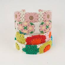 Bohemian Style Floral Knitted Headband - Women's Cute Fashion Hair Accessory, Suitable For Vacation, Holiday, Party Outfit Headpiece Hair Hoop - Multicolor - View 2