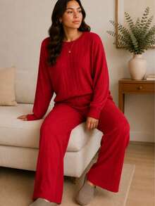 Women Two-Piece Outfits - Red - View 2