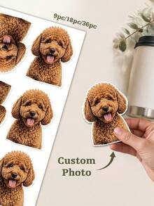 9/18/36pcs Customized Pet Photo Stickers, Personalized Dog Stickers, Customized Cat Stickers, Pet Portrait Decals, Dog Owner Gifts, Pet Lover Gift Stickers, Suitable For Gift Boxes, Bags, Wallets - Multicolor - View 1