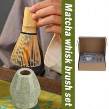 4-teiliges Handgefertigtes Matcha-Teeset Aus Bambusfaser Mit Schale, Besen, Löffel & Besenhalter – Erzeugt Feinen Schaum & Reichhaltige Textur, Perfektes Geschenk Für Matcha-Liebhaber, Ideal Für Die Latte-Zubereitung Zu Hause & Elegante Teemomente. - Grün - Übersicht 7